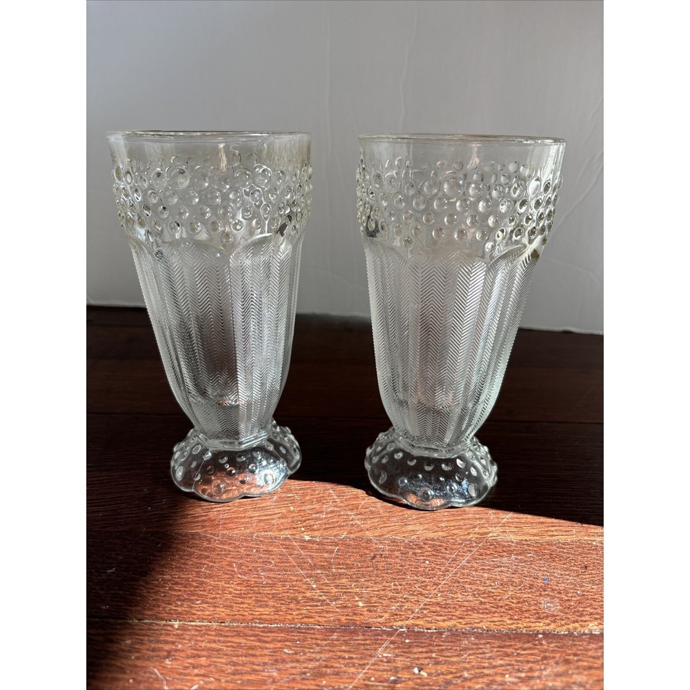 Gorham Emily's‎ Attic Clear Hobnail Glasses  Set of 2 Vintage